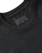 Close up of collar on black short sleeve t-shirt