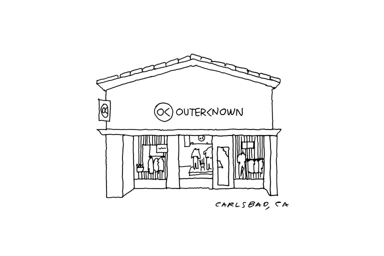 illustration of a store front with Outerknown branding.