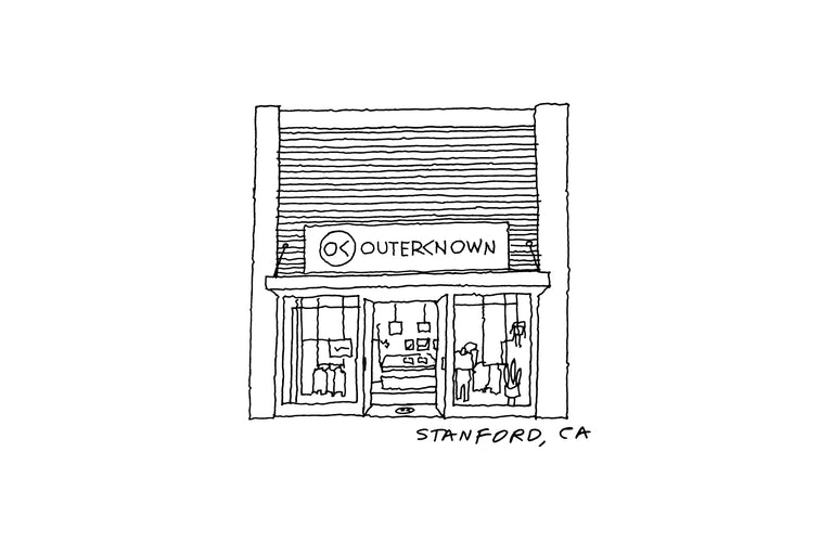 illustration of a store front with Outerknown branding.